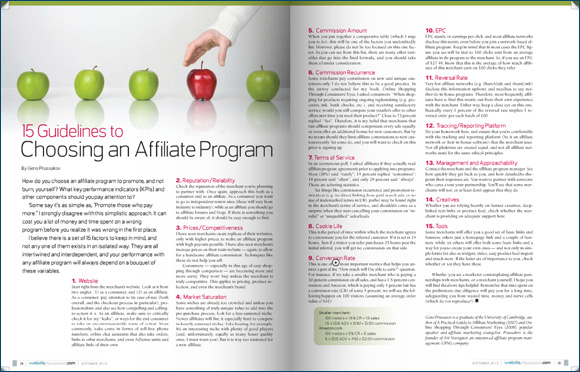 15 Guidelines to Choosing an Affiliate Program