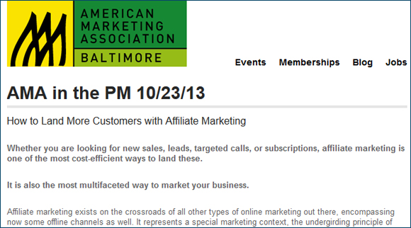 AMA Baltimore Affiliate Marketing Workshop