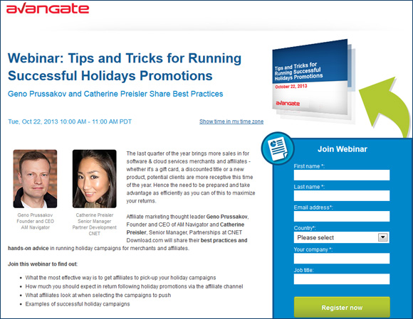 Avangate Holiday Sales Affiliate Webinar