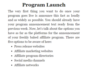 affiliate program launch announcement options